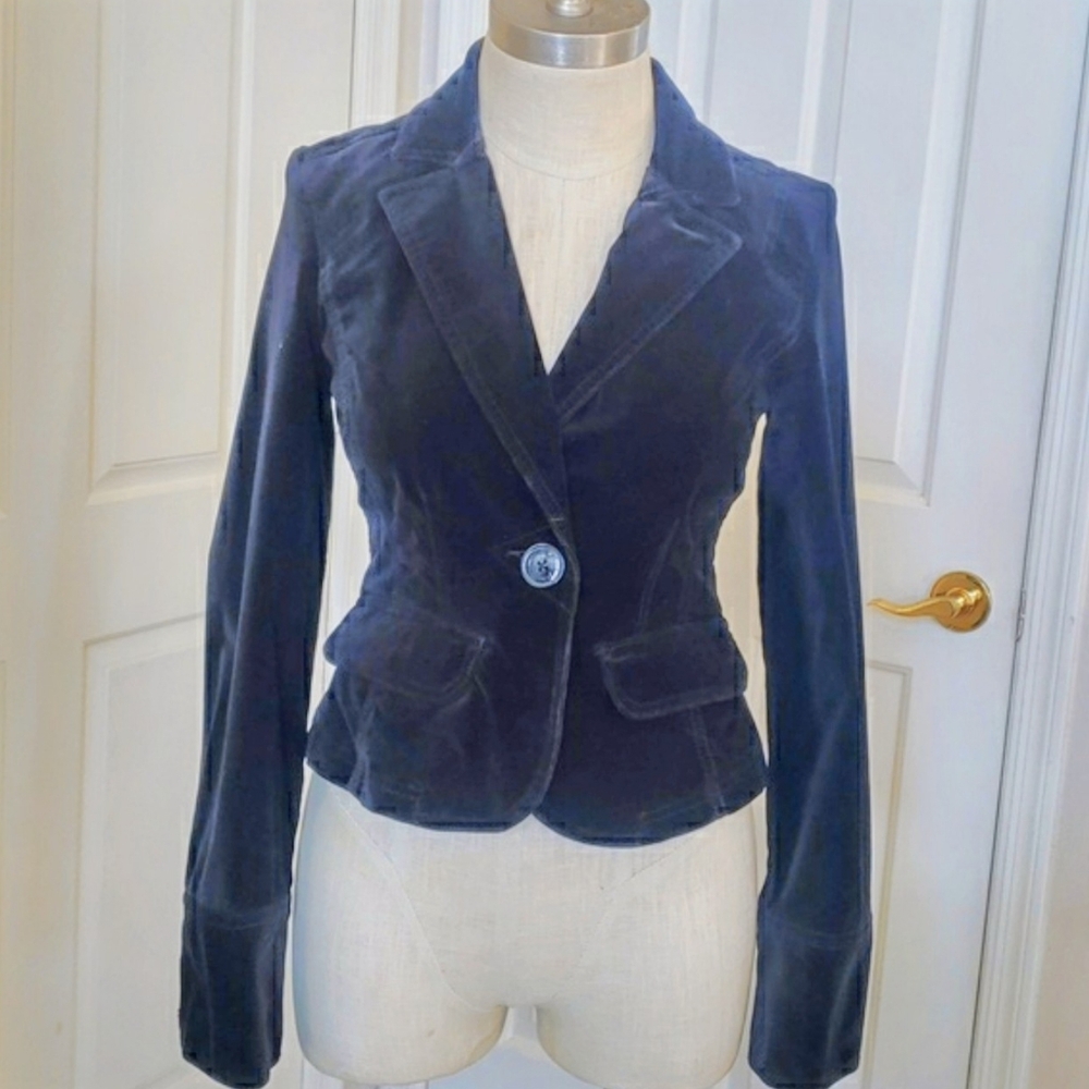 TOMMY JEANS Vintage 90s Black Velvet Hourglass Blazer Jacket • Size Small - Picture 3 of 17